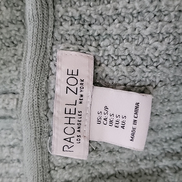 Rachel Zoe Knit V Neck Hooded Sweater Small Light Green - Picture 2 of 5